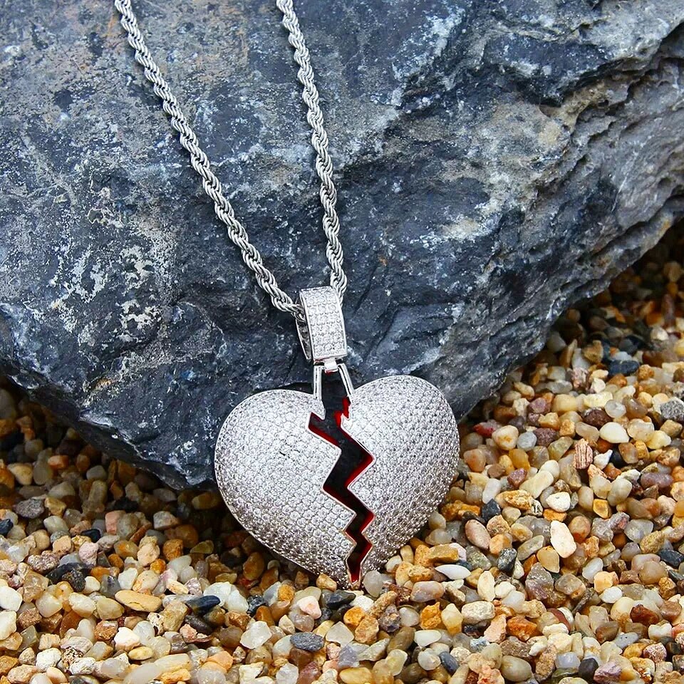jinse red oil broken heart necklace| Alibaba.com